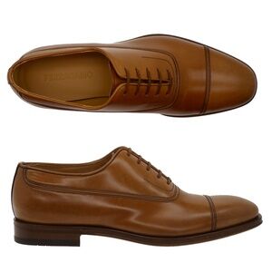 Salvatore Ferragamo Fermin Oxford Shoes Brown Leather Size 9 New